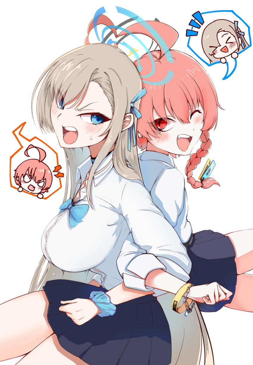 asuna and neru (blue archive and 1 more) drawn by marusa565