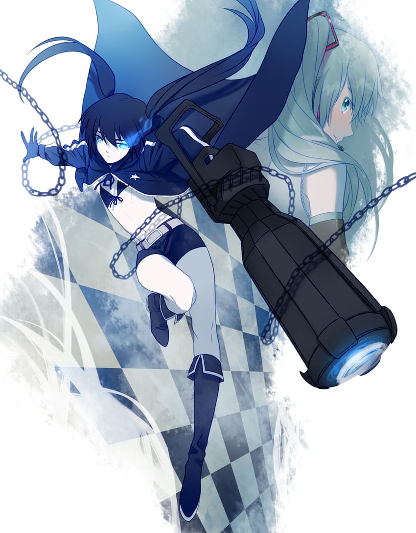 hatsune miku and black rock shooter (vocaloid and 1 more) drawn by ice_(jinqinglin77)