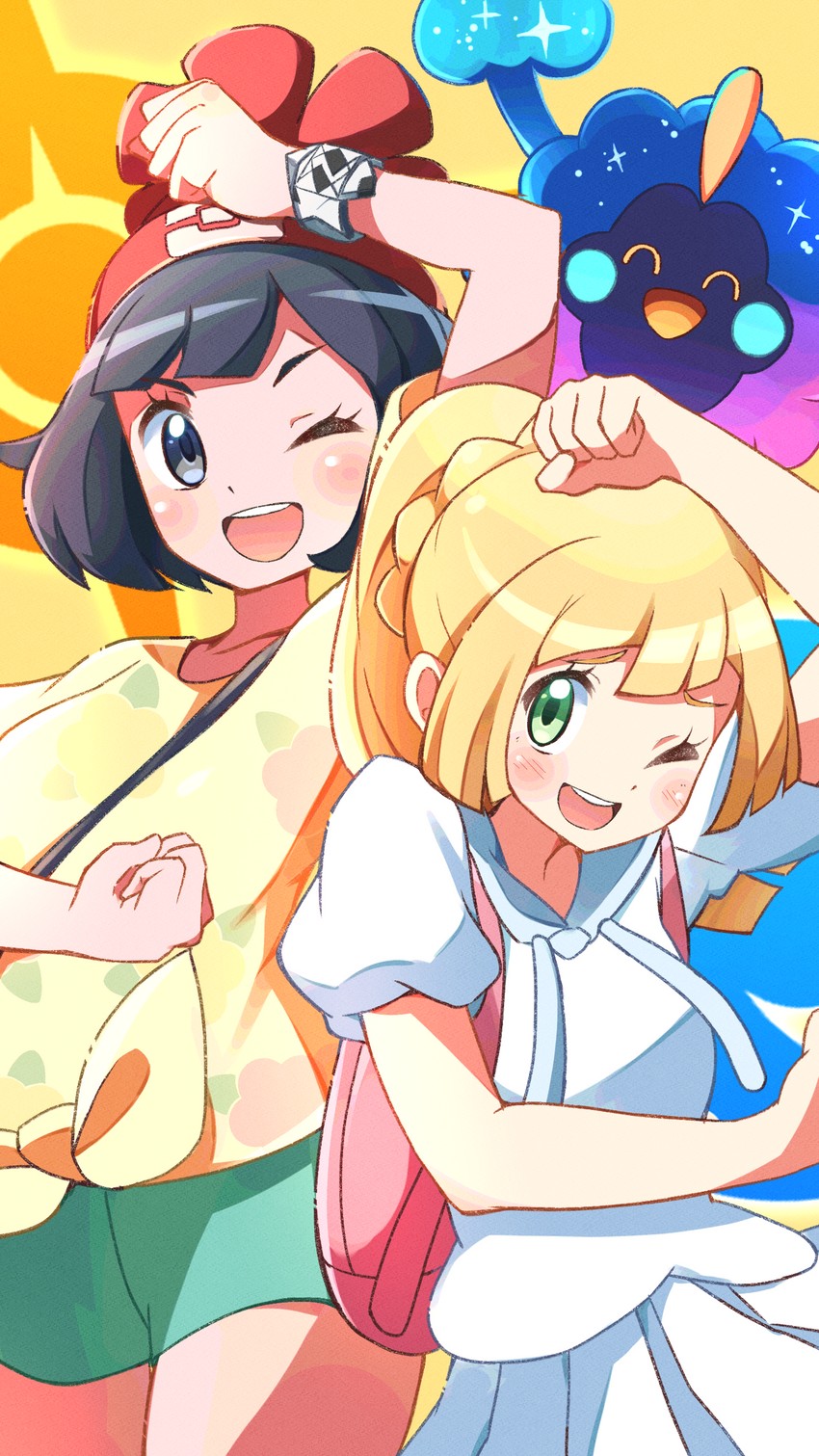 lillie, selene, and cosmog (pokemon and 2 more) drawn by miyama_(yakinikusushi_the_royal)
