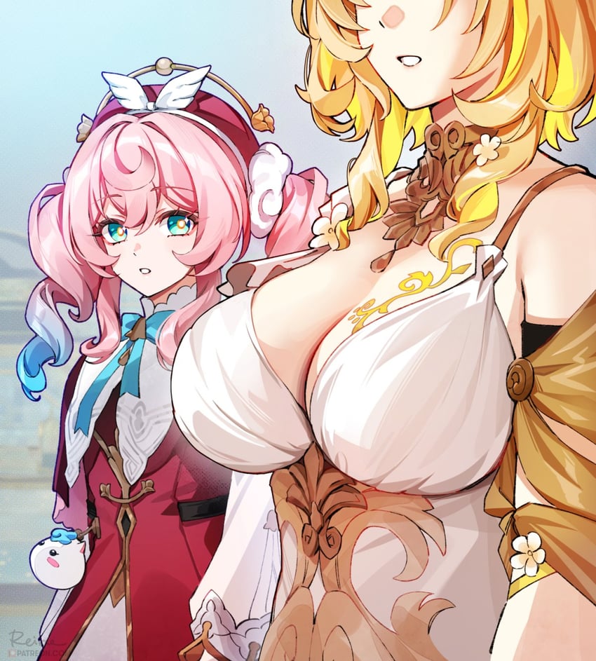 aglaea and hyacine (honkai and 1 more) drawn by foxyreine