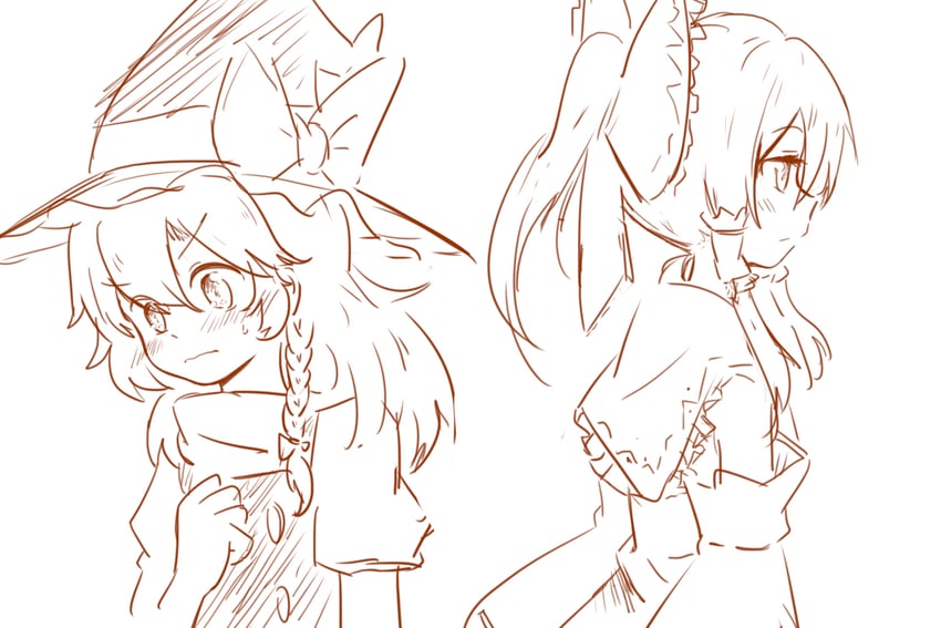 hakurei reimu and kirisame marisa (touhou) drawn by niangao_(8490593)