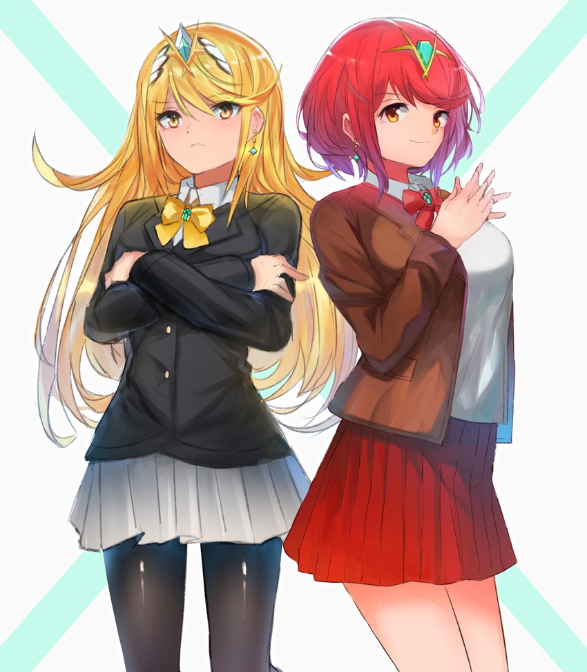 pyra and mythra (xenoblade chronicles and 1 more) drawn by tarbo_(exxxpiation)