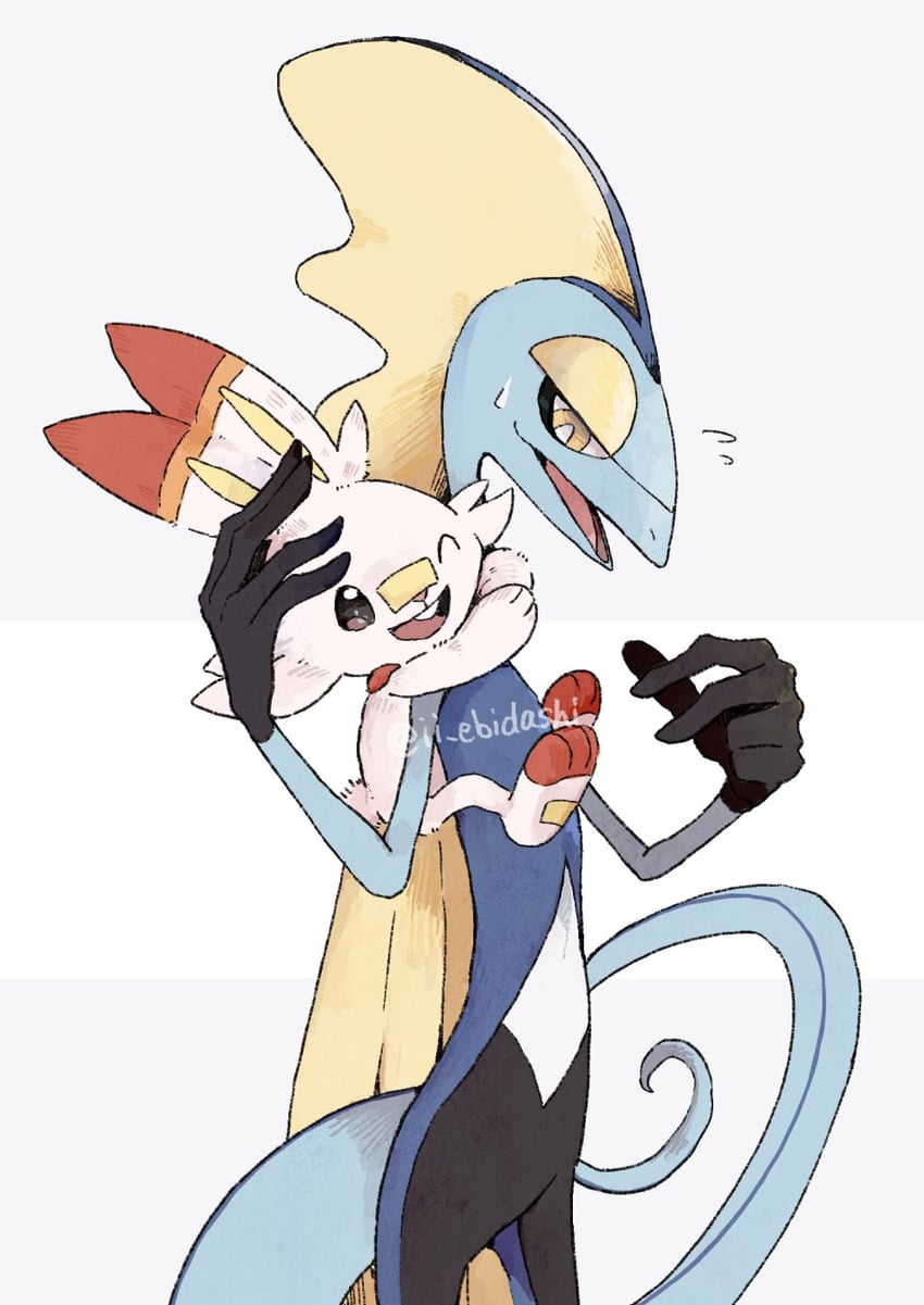 scorbunny and inteleon (pokemon) drawn by ii_ebidashi