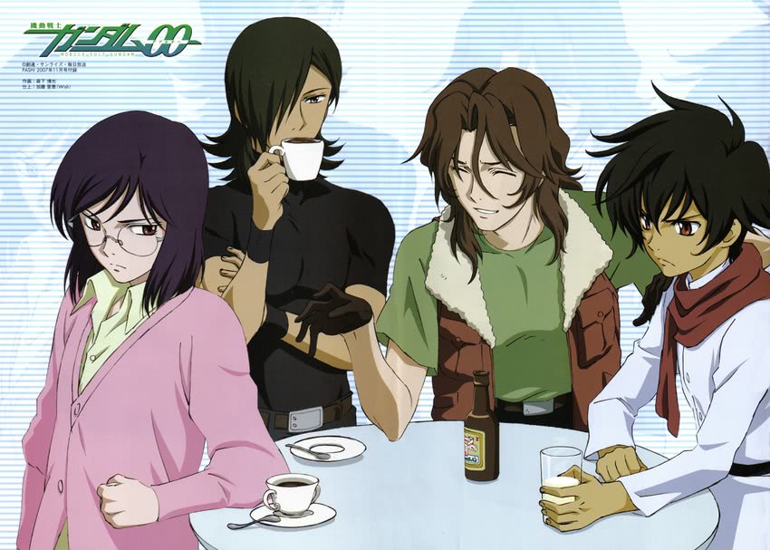 tieria erde, setsuna f. seiei, lockon stratos, and allelujah haptism (gundam and 1 more) drawn by morishita_hiromitsu