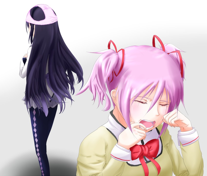 akemi homura and kaname madoka (mahou shoujo madoka magica) drawn by rimo_(the-red)