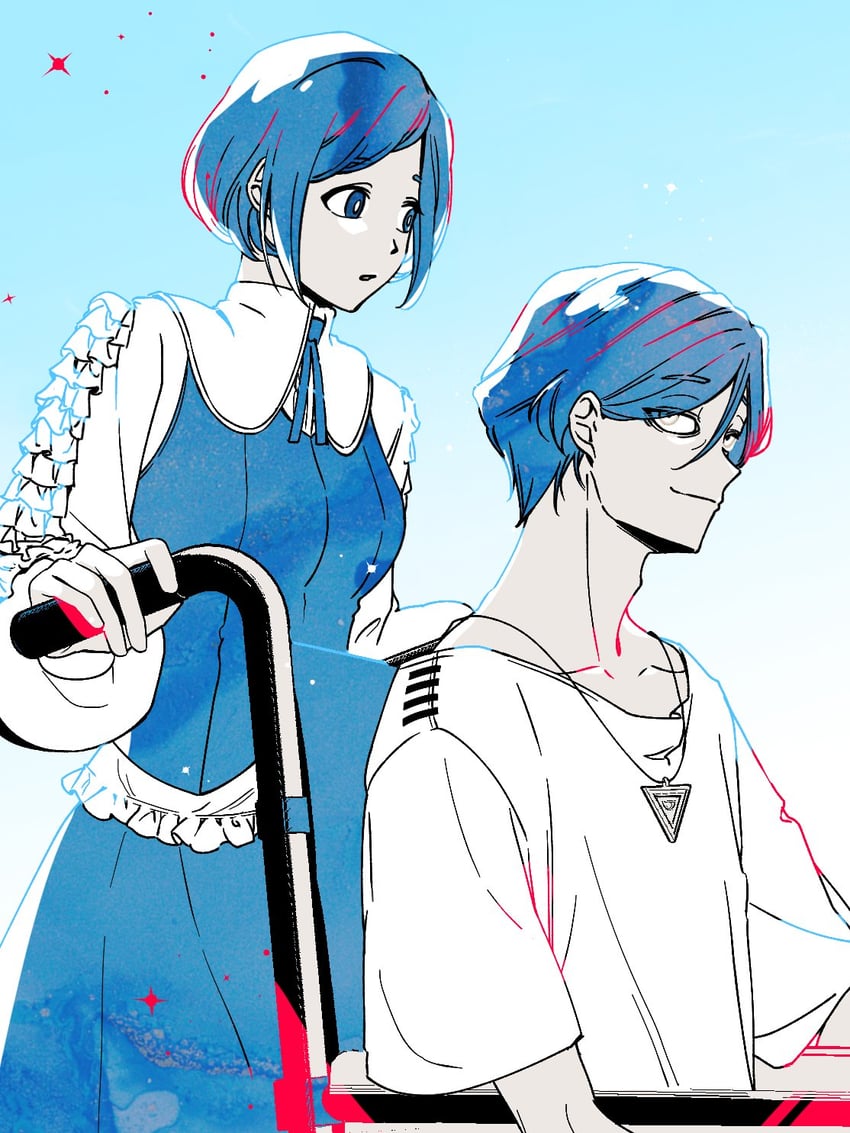 fukurai azami and meguriya ayumu (toshi densetsu kaitai center) drawn by b1ue_e4rth
