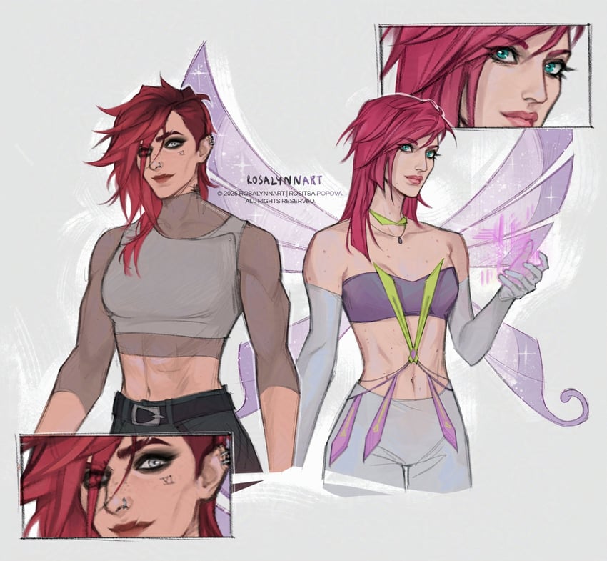 vi, arcane vi, and tecna (league of legends and 2 more) drawn by rosalynnart