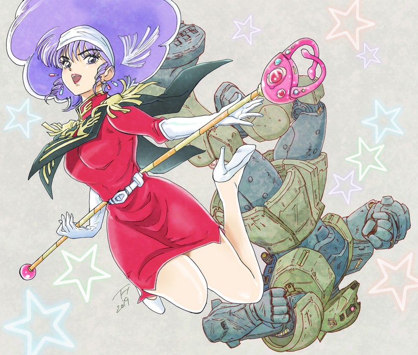 zaku i and blaster mari (gundam and 1 more) drawn by kujira_gunsou