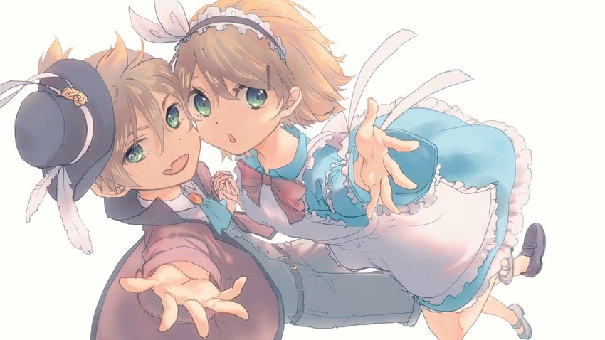 kagamine rin and kagamine len (vocaloid) drawn by akizakura_(mns)