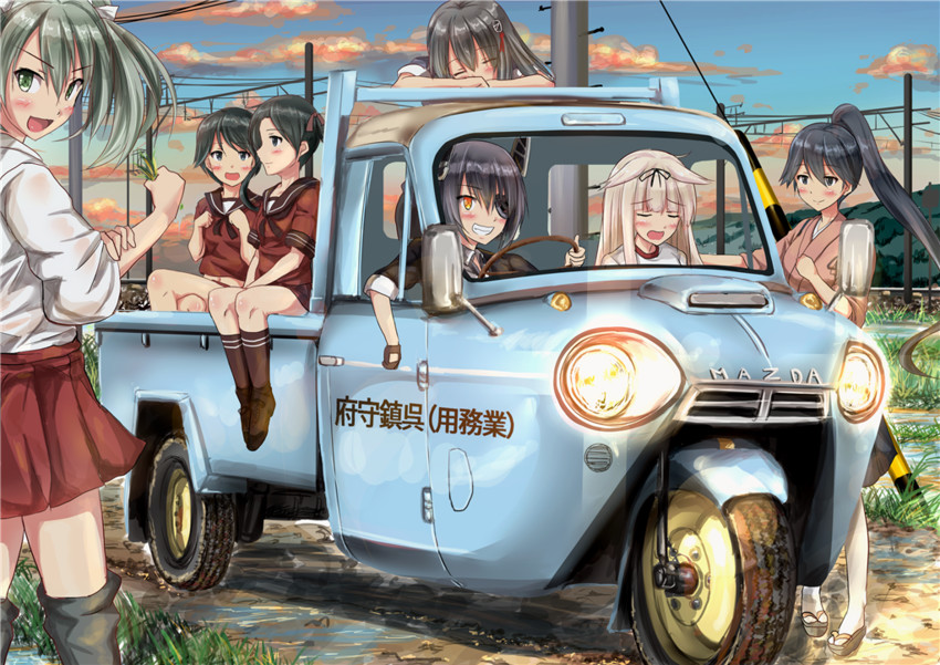 yuudachi, tenryuu, zuikaku, houshou, mogami, and 2 more (kantai collection) drawn by ichikawa_feesu