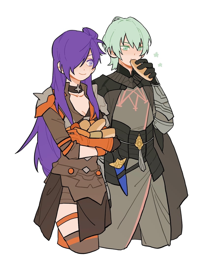 male byleth and female shez (fire emblem and 2 more) drawn by julianlynnnn