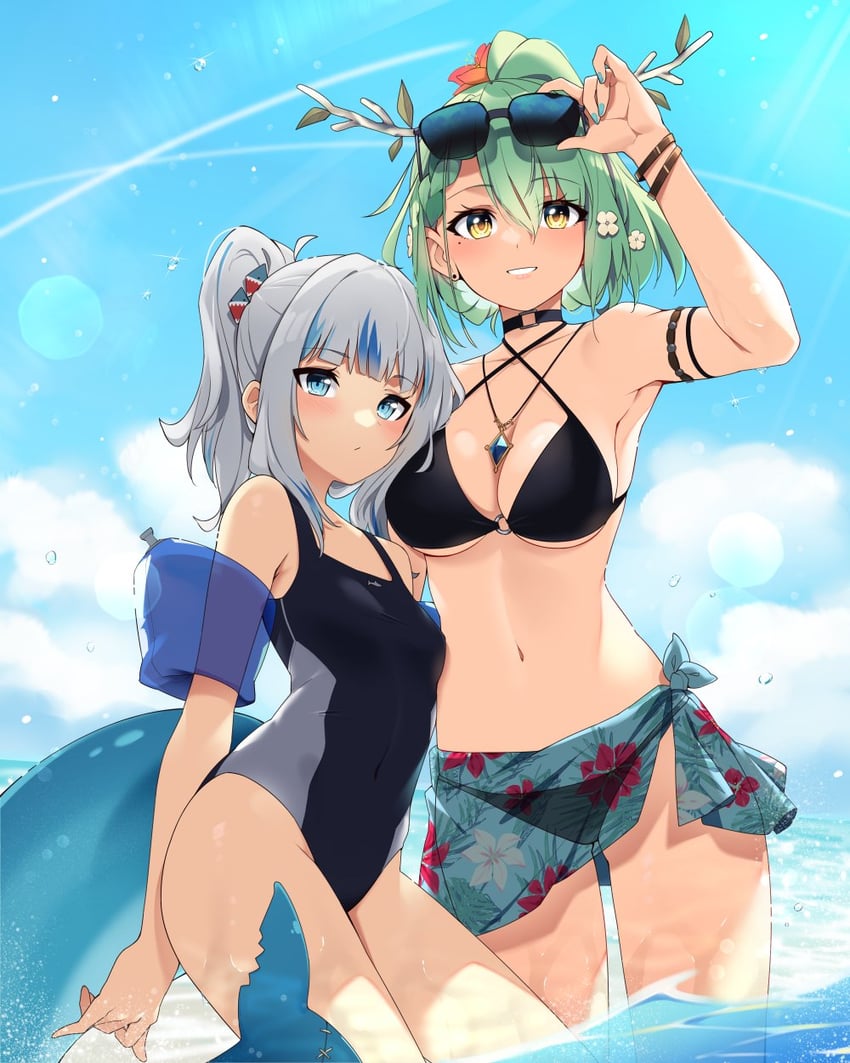 gawr gura and ceres fauna (hololive and 1 more) drawn by nano_(nanojyaa)