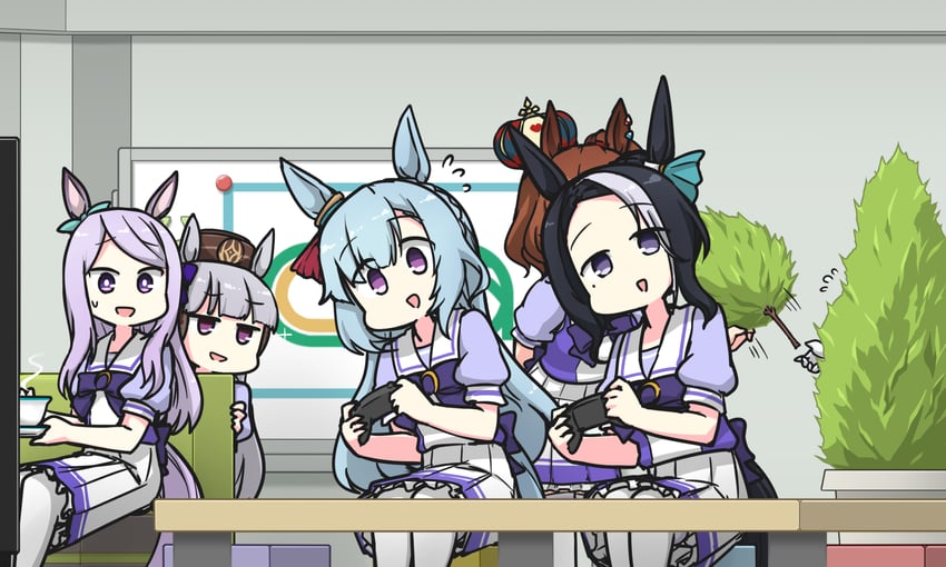 gold ship, mejiro mcqueen, mejiro ardan, aston machan, and mejiro ramonu (umamusume) drawn by hamu_koutarou