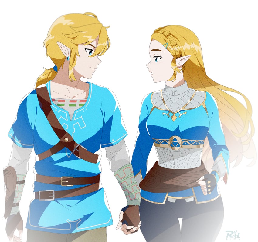link and princess zelda (the legend of zelda and 1 more) drawn by r3dfive