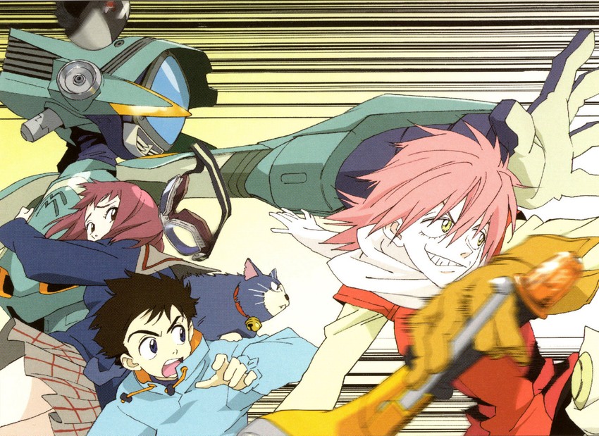 haruhara haruko, samejima mamimi, nandaba naota, canti, and miyu miyu (flcl)