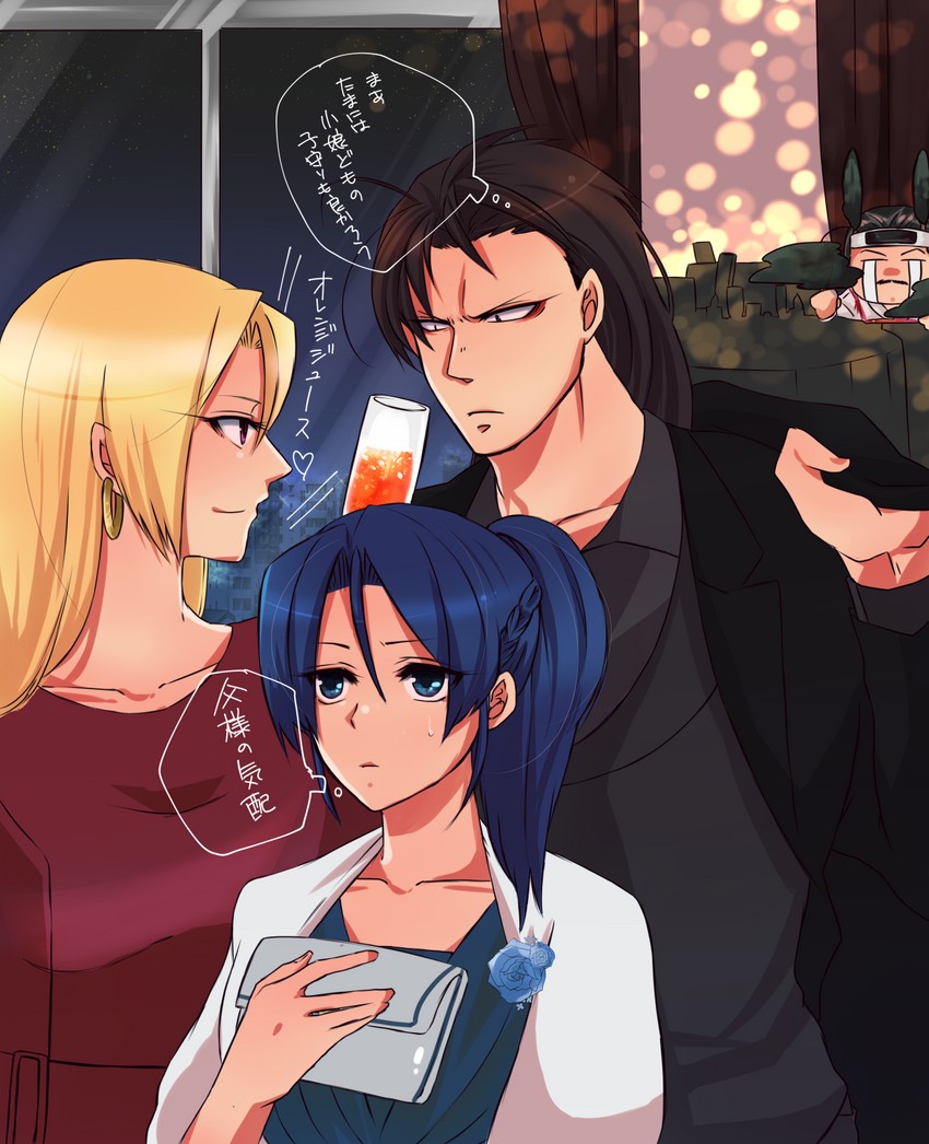 toudou kasumi, malin, kisaragi eiji, and toudou ryuuhaku (the king of fighters and 1 more) drawn by hyk8686