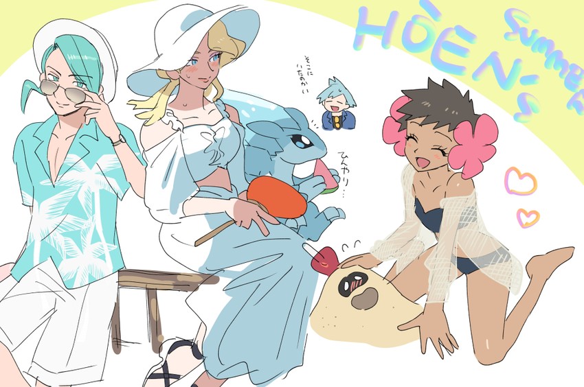 steven stone, wallace, phoebe, sandygast, glacia, and 1 more (pokemon and 2 more) drawn by nibo_(att_130)