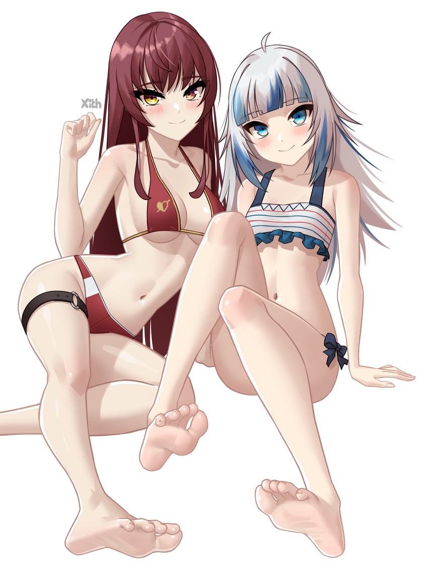 houshou marine and gawr gura (hololive and 1 more) drawn by x_xith_x
