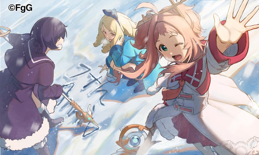 lisbeth finn lustburg, alma, and rebecca (ta ga tame no alchemist) drawn by wakki-_(g-row)