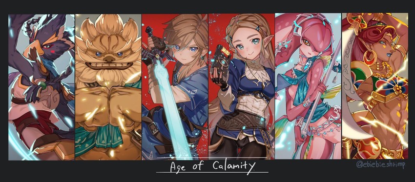 link, princess zelda, mipha, urbosa, revali, and 1 more (the legend of zelda and 2 more) drawn by shuri_(84k)