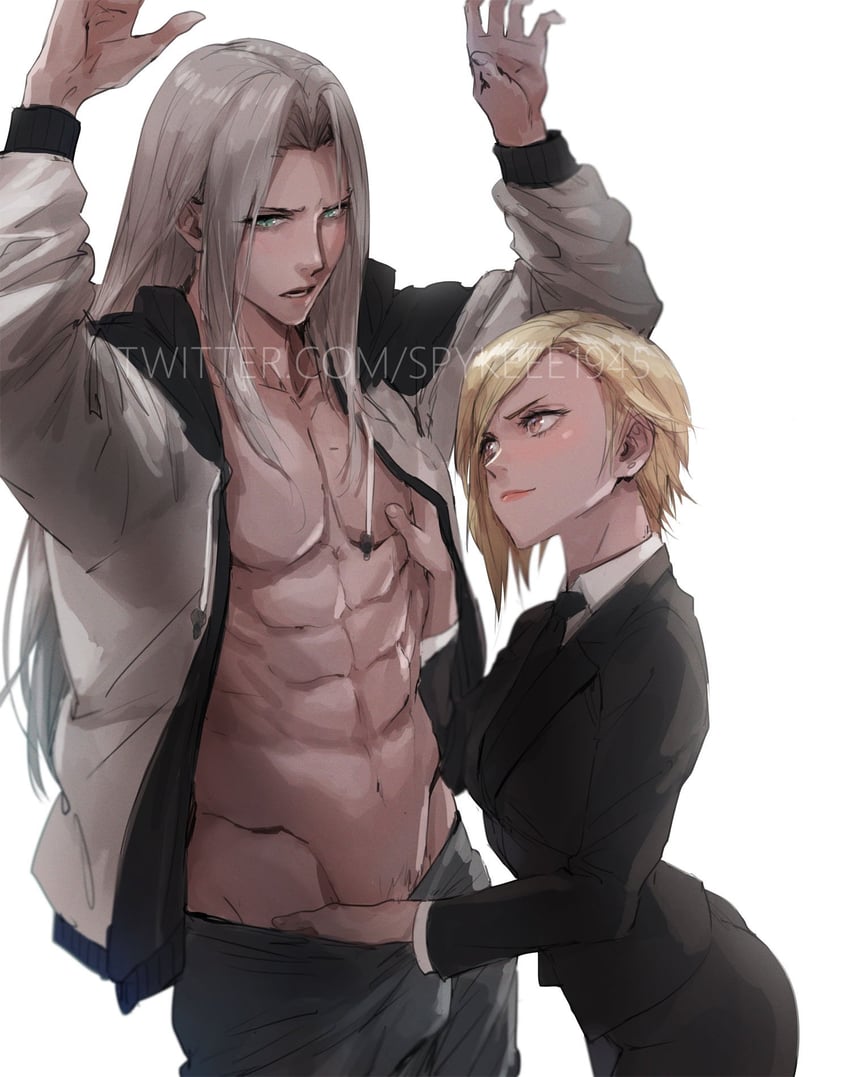 sephiroth and elena (final fantasy and 2 more) drawn by spykeee