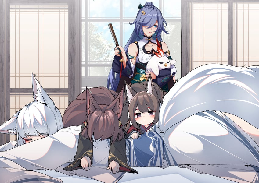fu hua, kaga, jingwei, amagi-chan, and akagi-chan (azur lane and 2 more) drawn by feiyue and samip