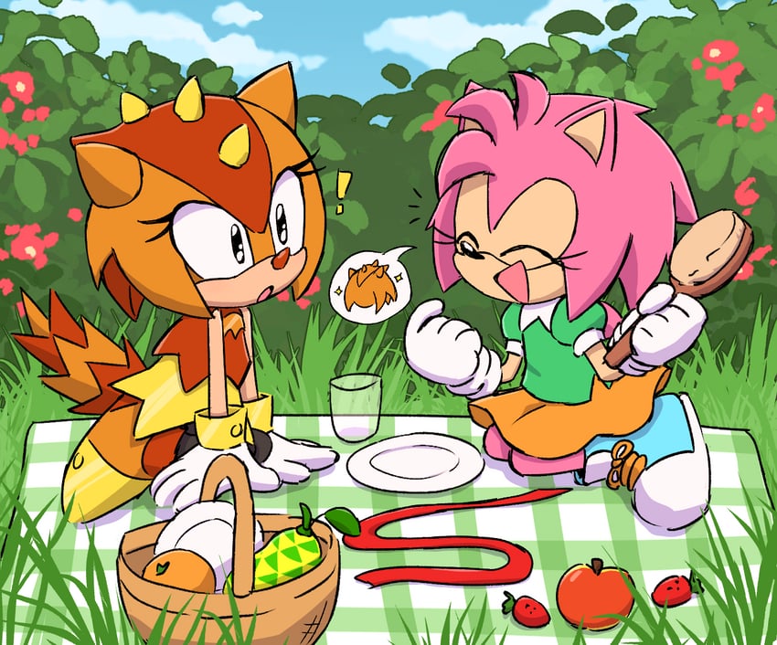 amy rose, classic amy, and trip the sungazer (sonic and 2 more) drawn by leaf--storm