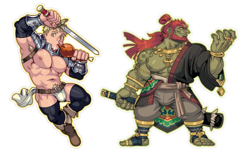 laios touden and ganondorf (the legend of zelda and 1 more) drawn by absolum_art