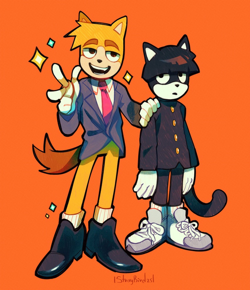 kageyama shigeo and reigen arataka (sonic and 1 more) drawn by straybird25