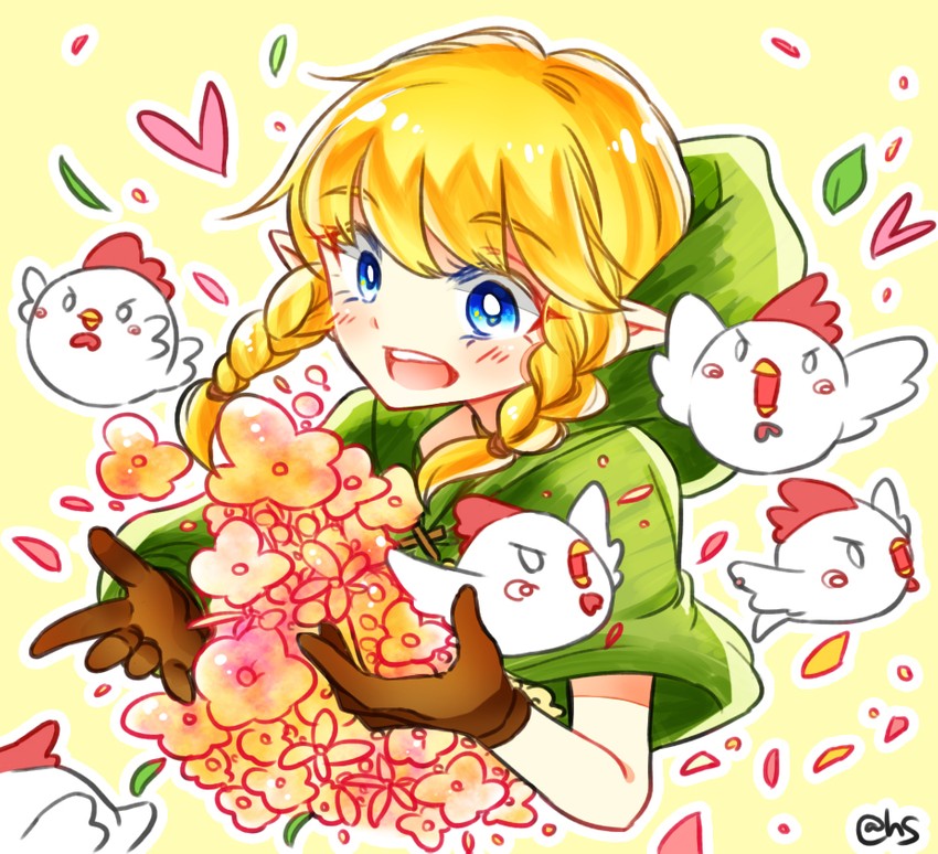 linkle and cucco (the legend of zelda and 1 more) drawn by hanano_sumire_(artist)