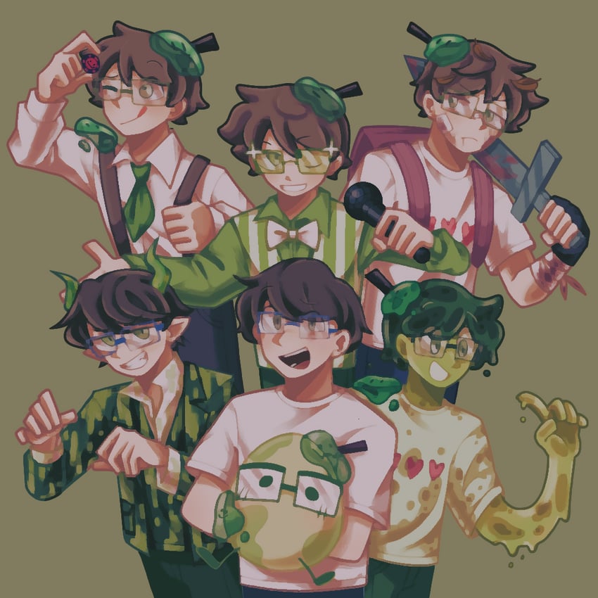 slimecicle, charlie, gegg, and mr. cicle (real life and 7 more) drawn by lilith-biscuits