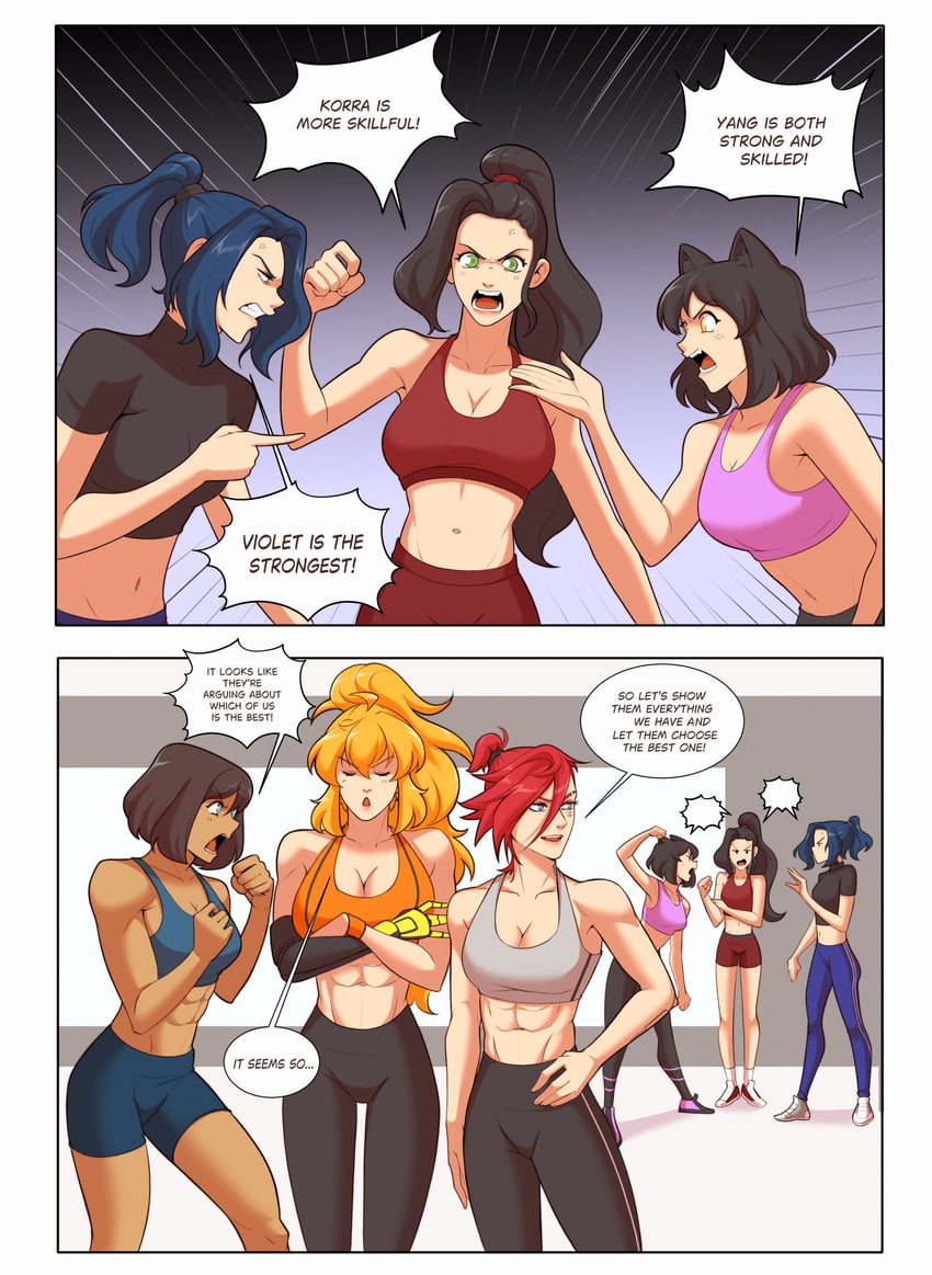 yang xiao long, blake belladonna, vi, caitlyn, korra, and 3 more (league of legends and 4 more) drawn by yellow_nicky