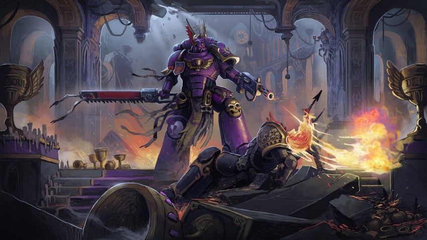 adeptus astartes and chaos space marine (warhammer 40k) drawn by marton_kapoli