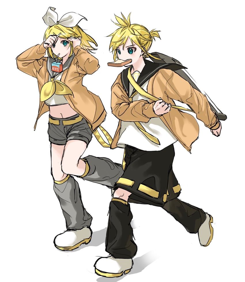 kagamine rin and kagamine len (vocaloid) drawn by kanononoring