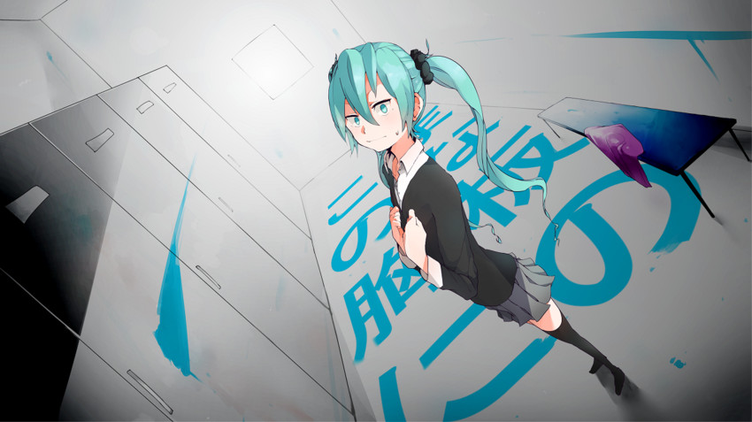 hatsune miku (vocaloid and 1 more) drawn by maam._(summemixi)