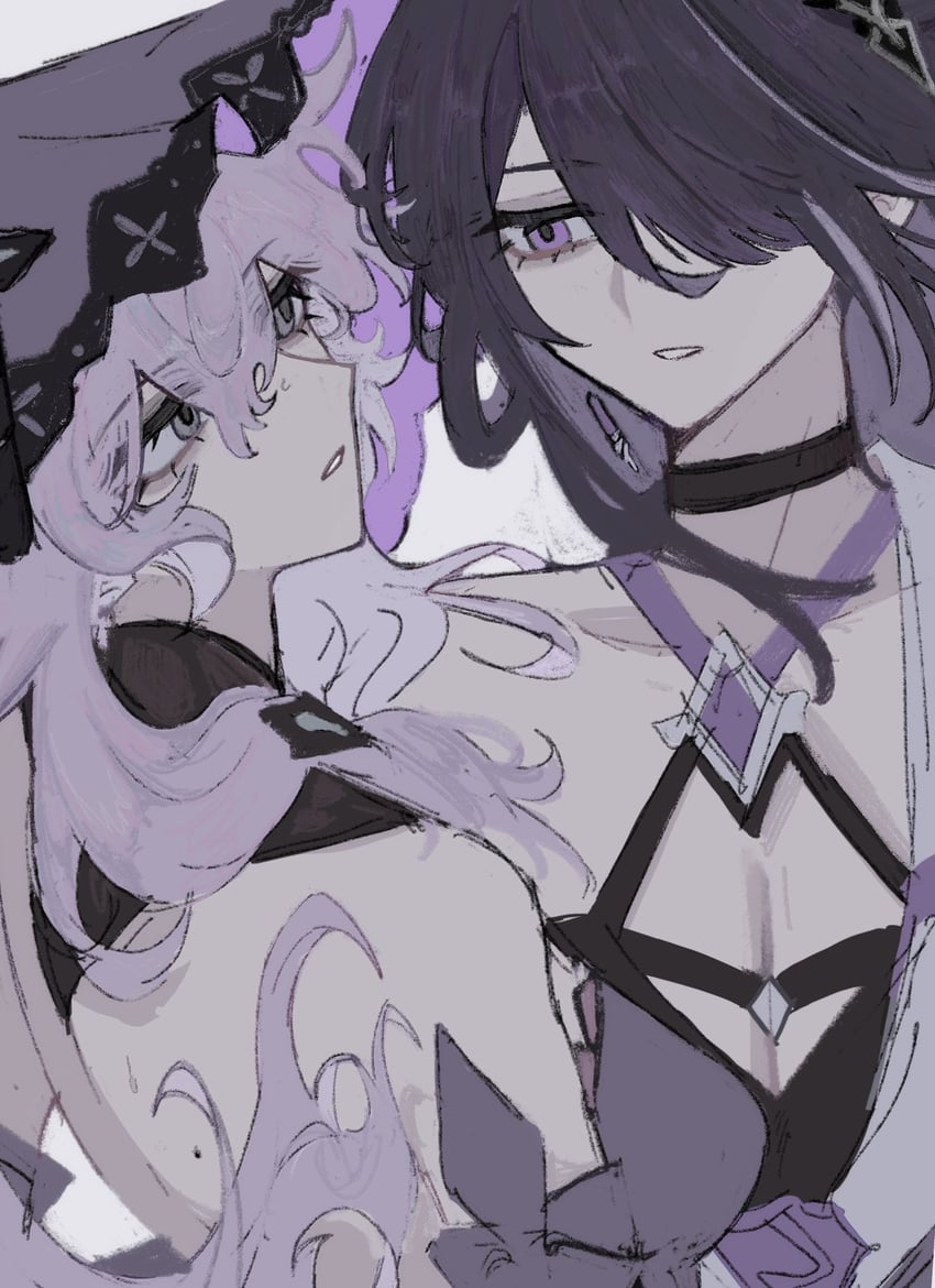 acheron and black swan (honkai and 1 more) drawn by uma_(npon_zinsei)