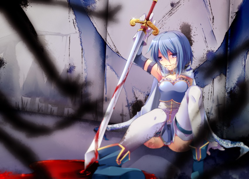 miki sayaka (mahou shoujo madoka magica) drawn by takitsume_shino
