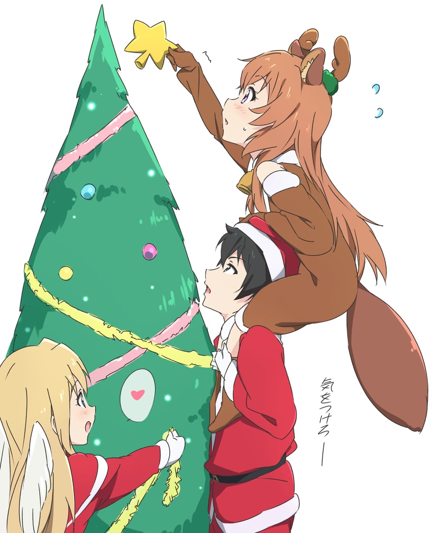 raphtalia, iwatani naofumi, and filo (tate no yuusha no nariagari) drawn by umanosuke