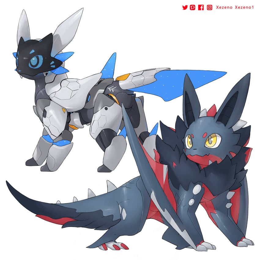 eevee (original and 1 more) drawn by xezeno