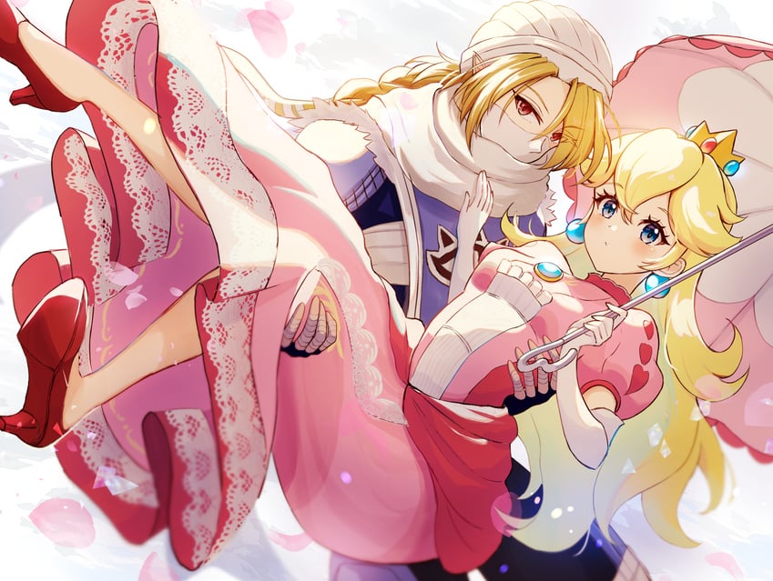princess peach and sheik (the legend of zelda and 3 more) drawn by norimaki_(nrmk_norinori)