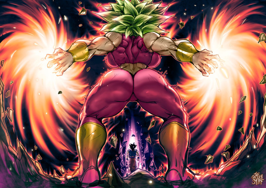 son goku and kefla (dragon ball and 1 more) drawn by the_golden_smurf