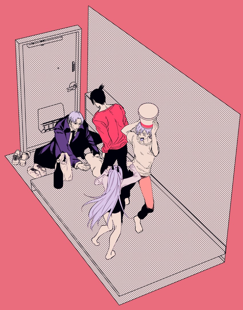 power, denji, hayakawa aki, meowy, and kishibe (chainsaw man) drawn by kanitumuri