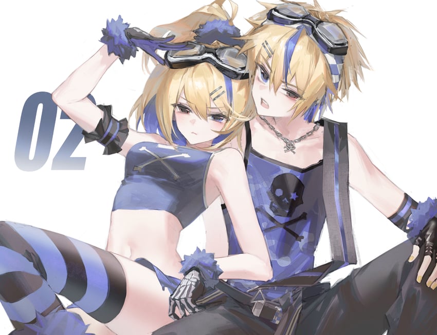 kagamine rin and kagamine len (vocaloid and 2 more) drawn by hynn0x_x