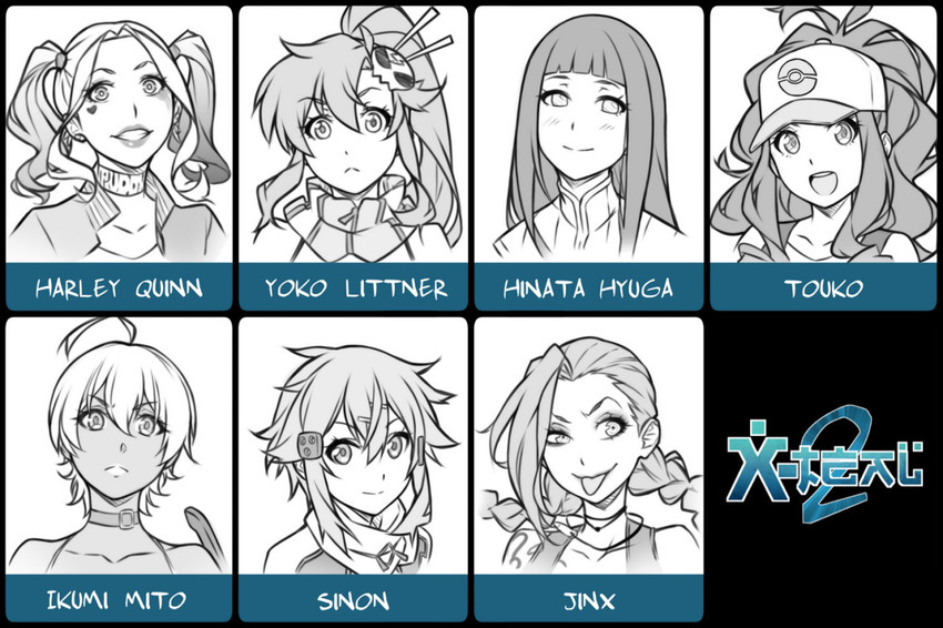 hilda, yoko littner, hyuuga hinata, jinx, sinon, and 3 more (pokemon and 9 more) drawn by x-t3al