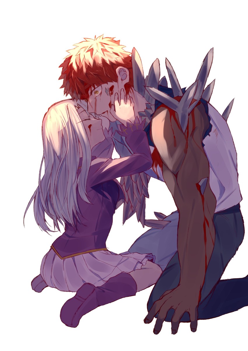 illyasviel von einzbern and emiya shirou (fate and 2 more) drawn by creat_(kuribeni)