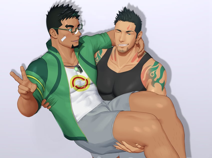 priapus a. tarou and kyoichi (live a hero and 2 more) drawn by jashin_doruton