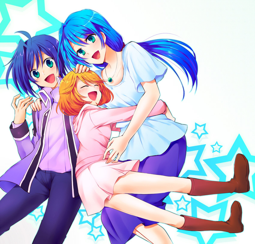 sendou aichi, sendou emi, and sendou shizuka (cardfight!! vanguard) drawn by nauchi