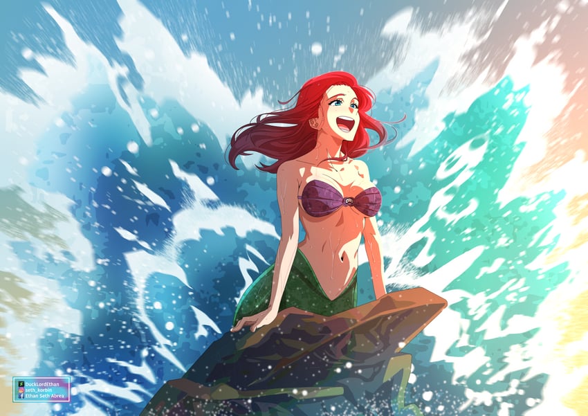 ariel (the little mermaid) drawn by ducklordethan