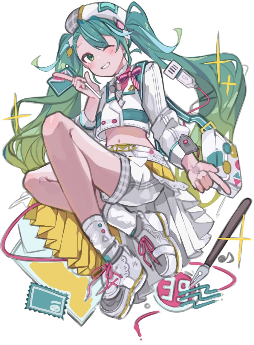 hatsune miku and magical mirai miku (vocaloid and 1 more) drawn by koutya_cat