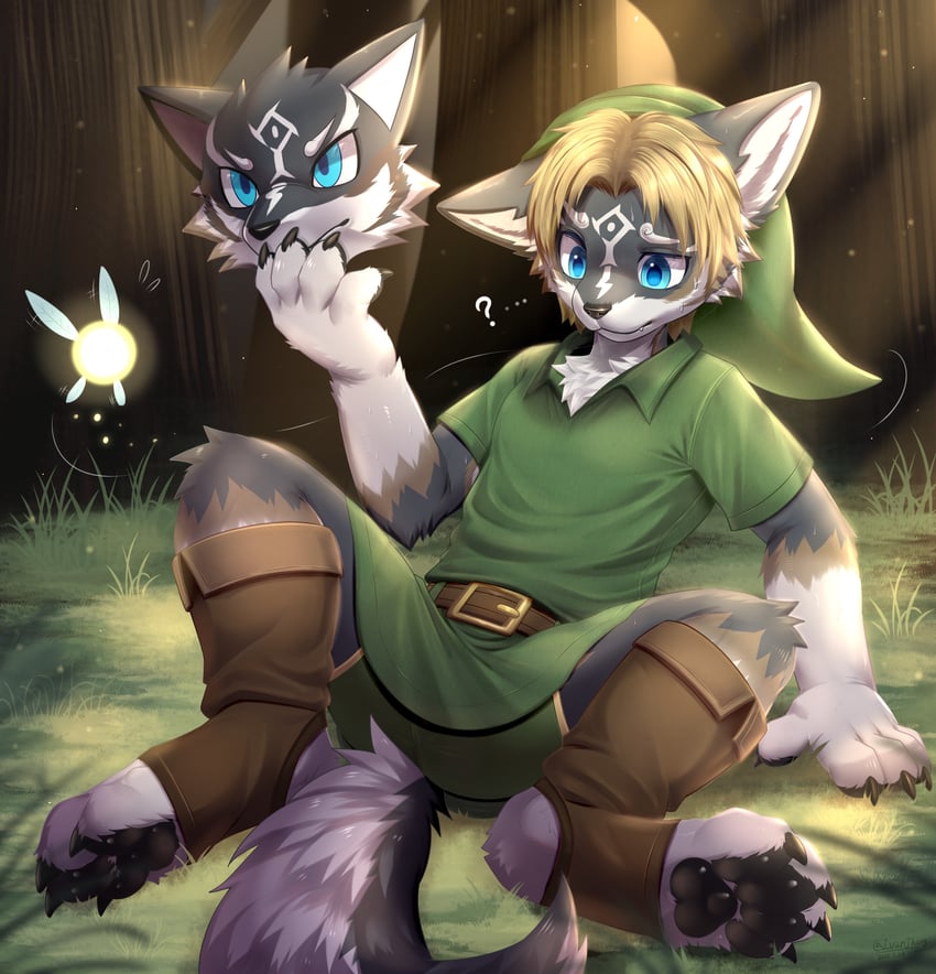 link, young link, wolf link, and tatl (the legend of zelda and 2 more) drawn by ivan_(ffxazq)